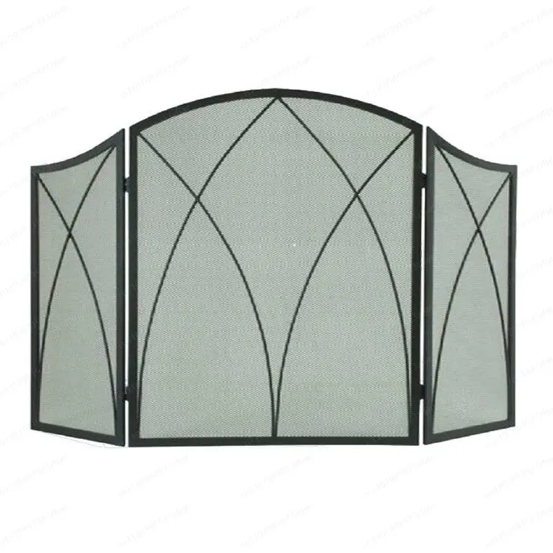 Simple European tri-fold wrought iron fireplace fireproof fireplace door decoration heater fireplace fence