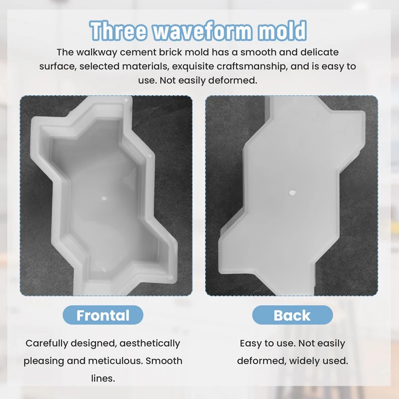 Three Waveform Garden Path Plastic Concrete Paving Brick Mold Diy Walkway Cement Brick Mold