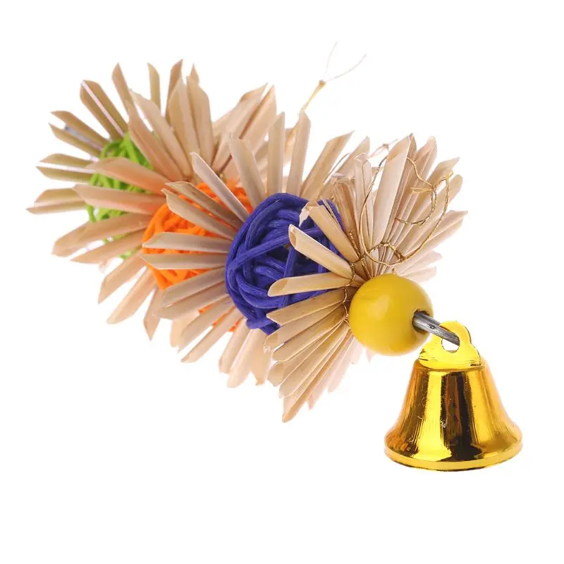 Bird Chew Toy Rattan Balls with Beads Parrot Entertainment for Parakeet Cockatiel Lovebird Mini Macaw