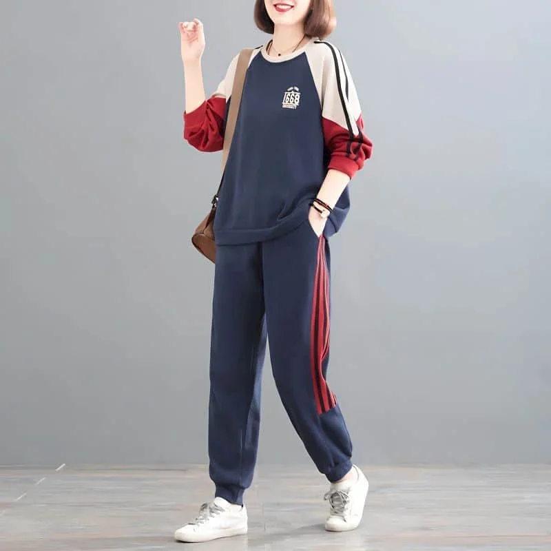 

Vintage Pants Sets Long Sleeve Pullover Top Casual Oversize Women's Tracksuit Sporty New In Matching Set Two Piece Set for Women