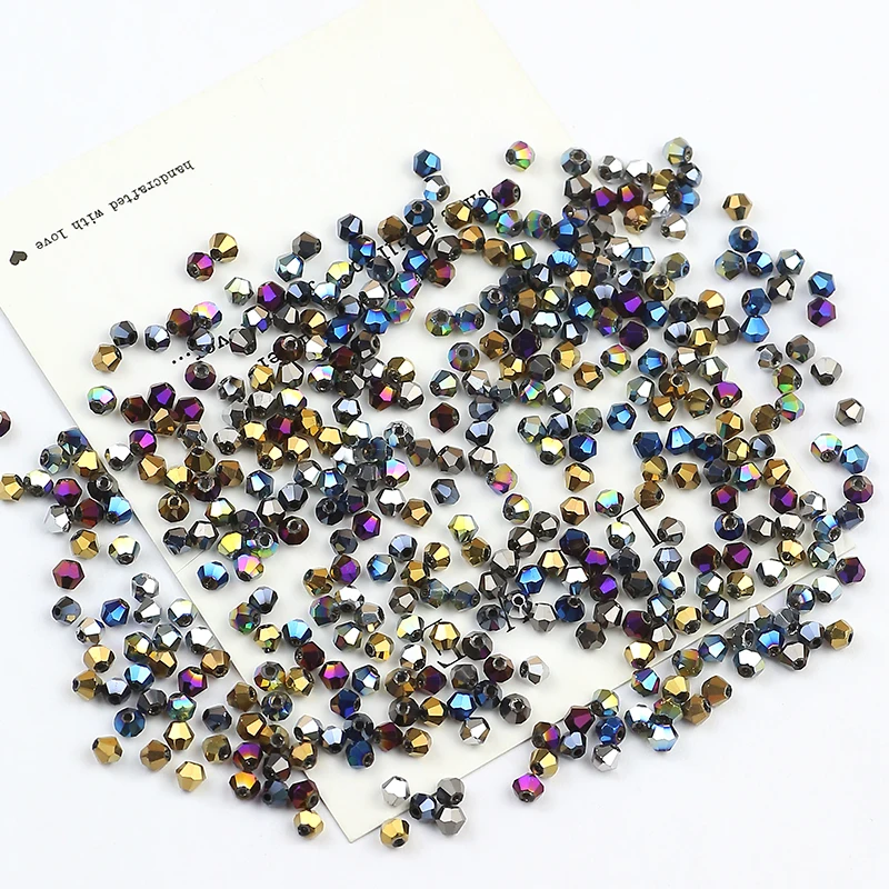 DIY bracelet necklace made of electroplated colored Austrian tapered crystal beads 3 mm 200 crystal glass loose beads ornaments