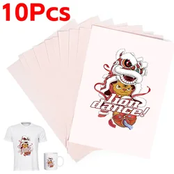 10 Stuks Inkjet Afdrukken Thermisch Transfer Papier A4 Licht Donkere Katoenen Doek Ijzeren Warmtepers Papier Inkjet Sublimatie Printpapier