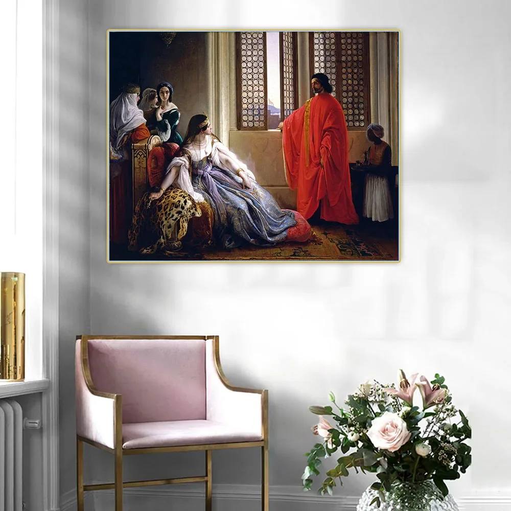 Citon Francesco Hayez《Caterina Cornaro Deposed from the Throne of Cyprus》Canvas Oil Painting Picture Wall Decor Home Decoration