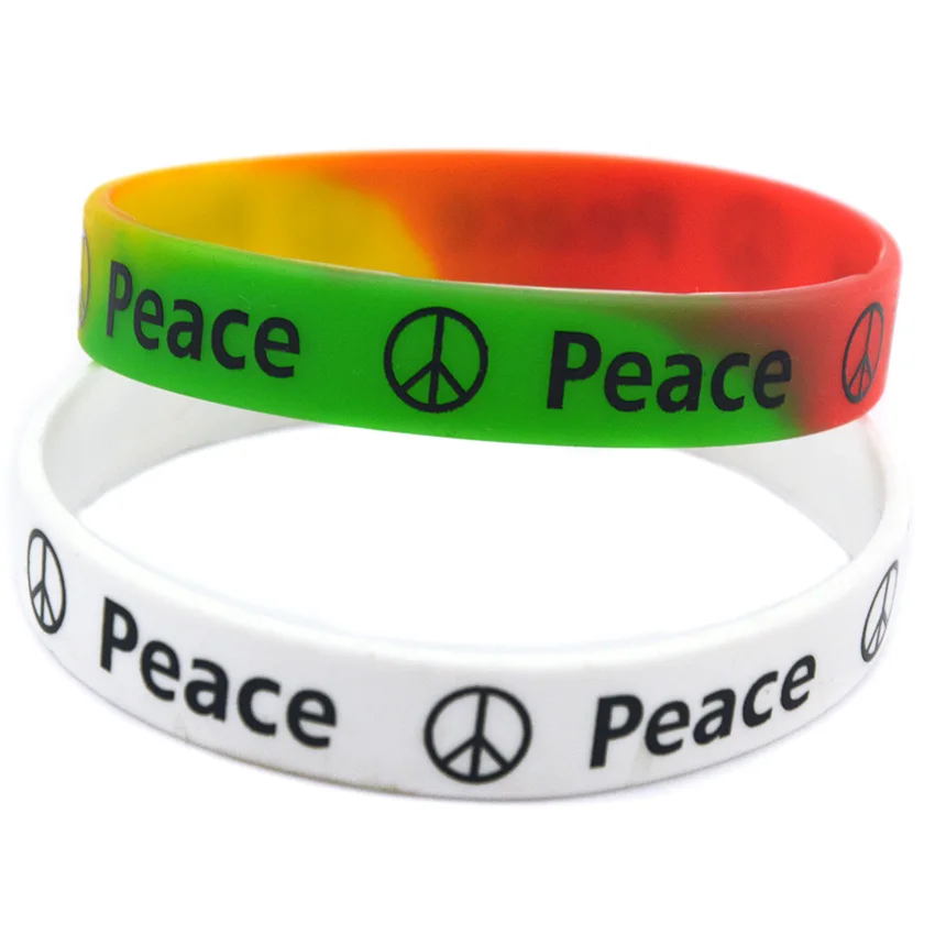 50 Stück Friedens-Silikonarmbänder für Wohltätigkeitsgeschenke, bedrucktes Logo, Unisex, für Erwachsene – Detail 2