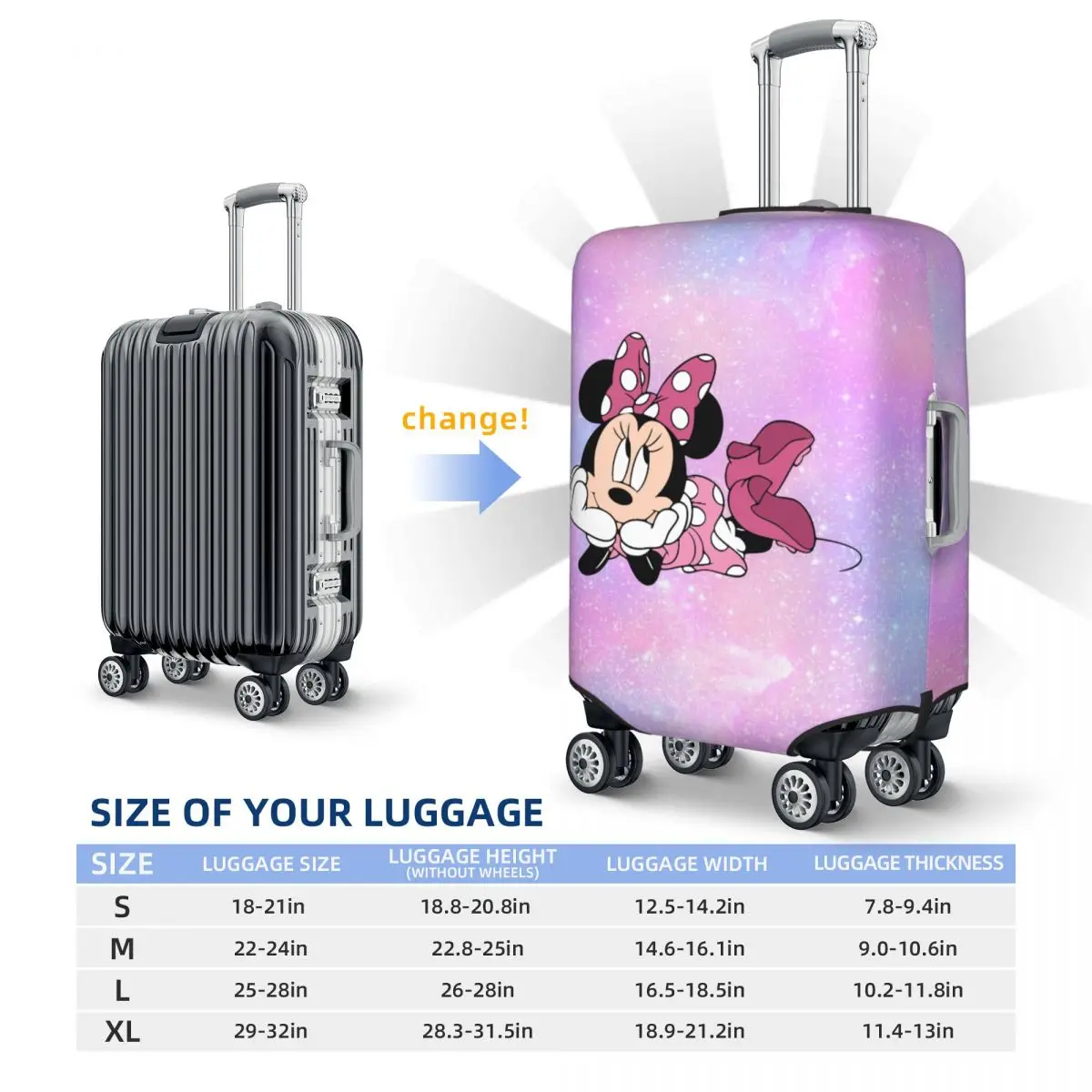 Personalizado Mickey Mouse Bagagem Capa, Mala De Viagem Elástica, Terno de Capas Protetoras para 18-32"