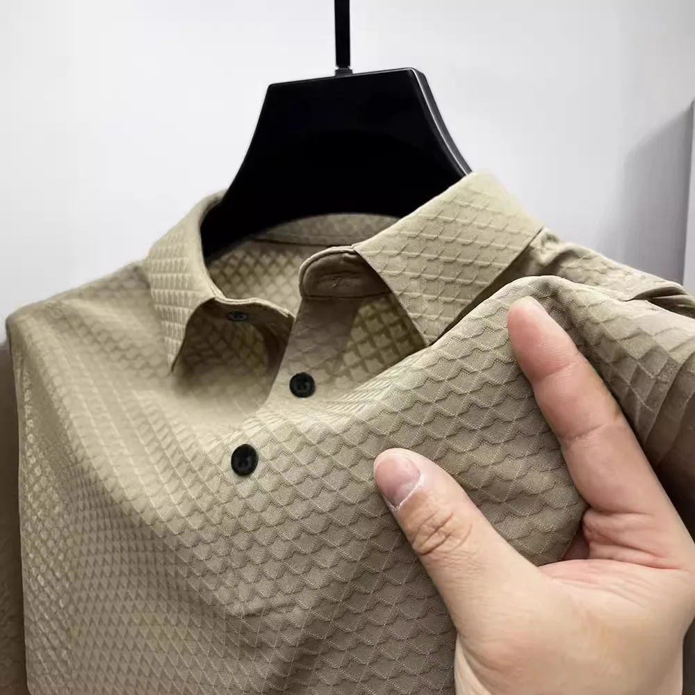 

Summer New Men's irt Dry Ice Silk irt Collar Premium Quali Qui very Faionable Loose Fit hine Waable