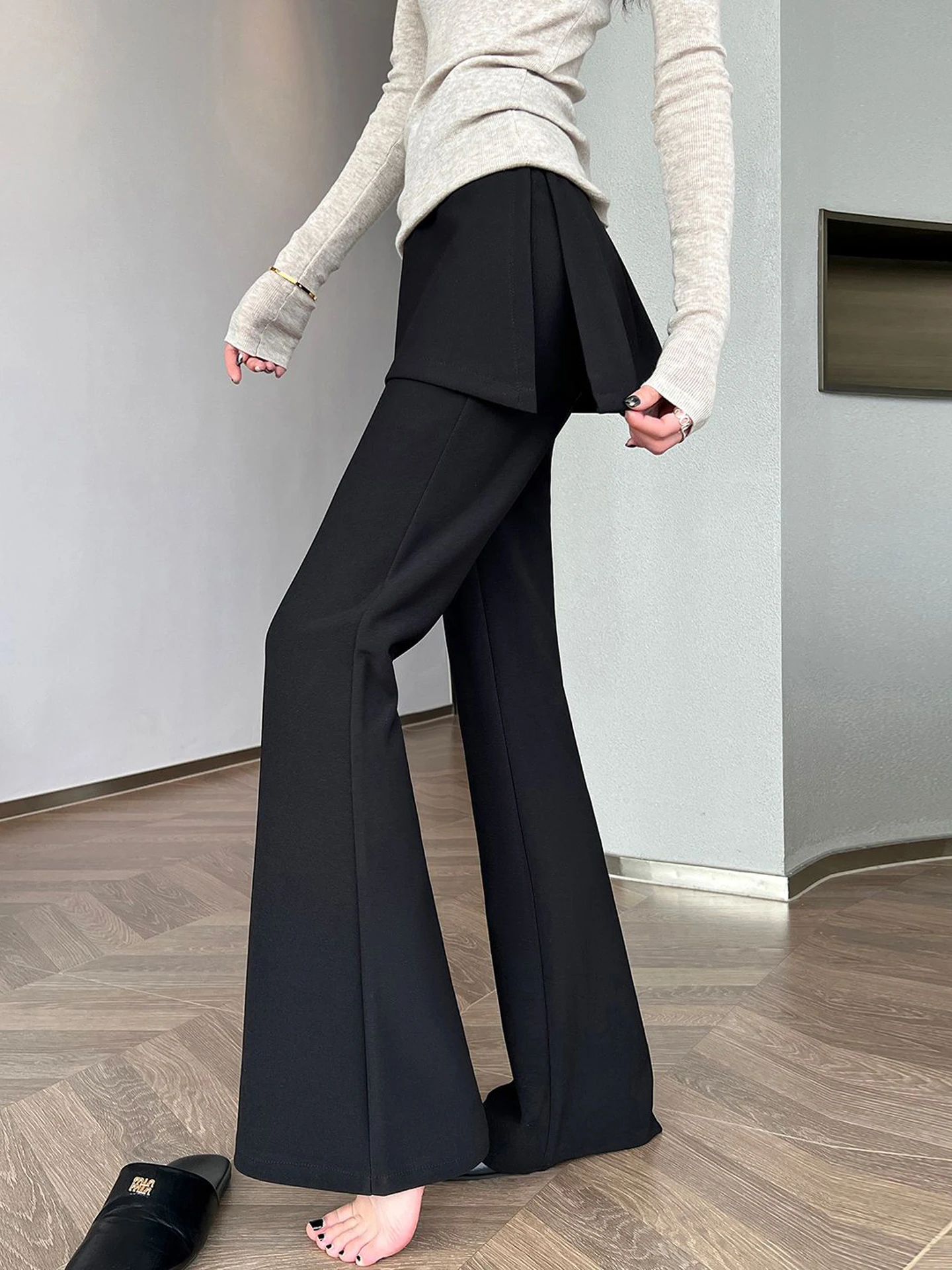 

High Waist Wide Leg Casual Pants Women's Spring Summer 2026 New Style Slimming Bellovi Pants Trousers with Puff Sleeves
