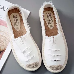 Mocassini con cinturino estivo in tela da donna Slip On espadrillas di paglia 2022 Ladies Casual Comfort strappato Slip On Lazy Shoes donna