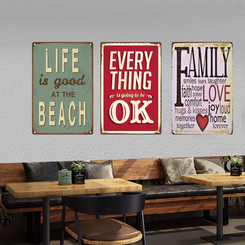Retro Life Love Family Sentence Slogan Metal Tin Sign Vintage Metal Plaque Metal Wall Poster For Home Shop CoffeeWall Decor