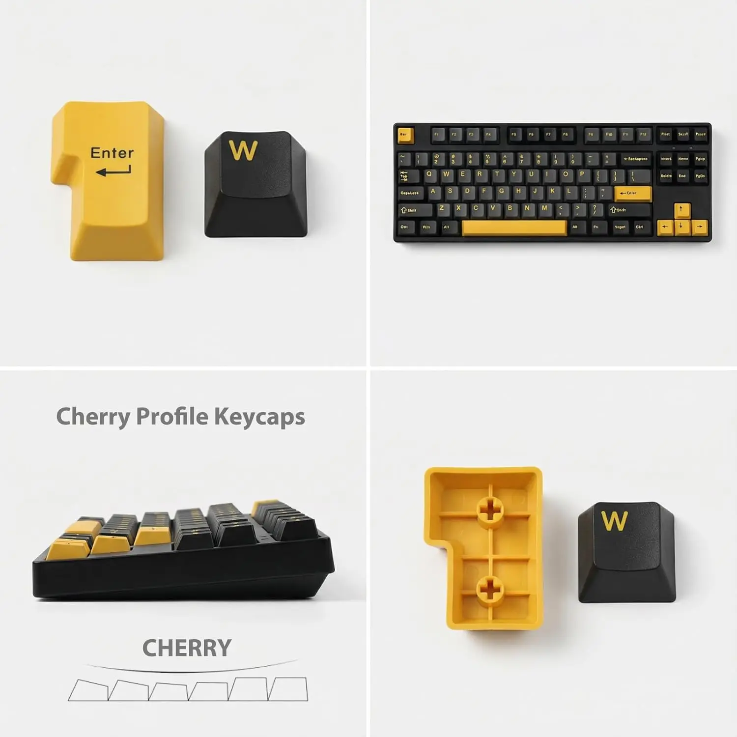PBT Double Shot Keycaps  PBT Keycaps Set Suitable for Cherry MX Gateron Mechanical Keyboards(Grayish Yellow)