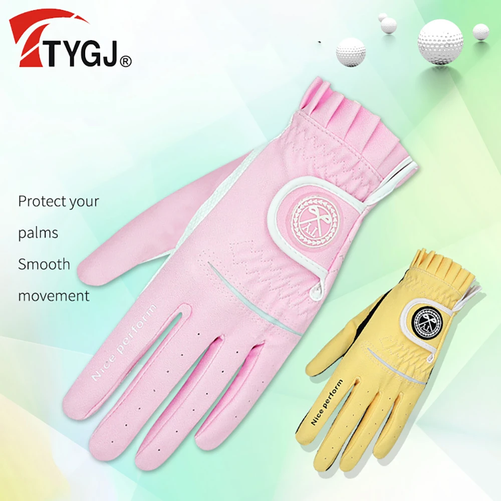 

Women Golf Gloves Microfiber Cloth Fabric Breathable Non-Slip Gloves Club Swing Putting Training Gloves Size 18-21 Yard 1 Pair