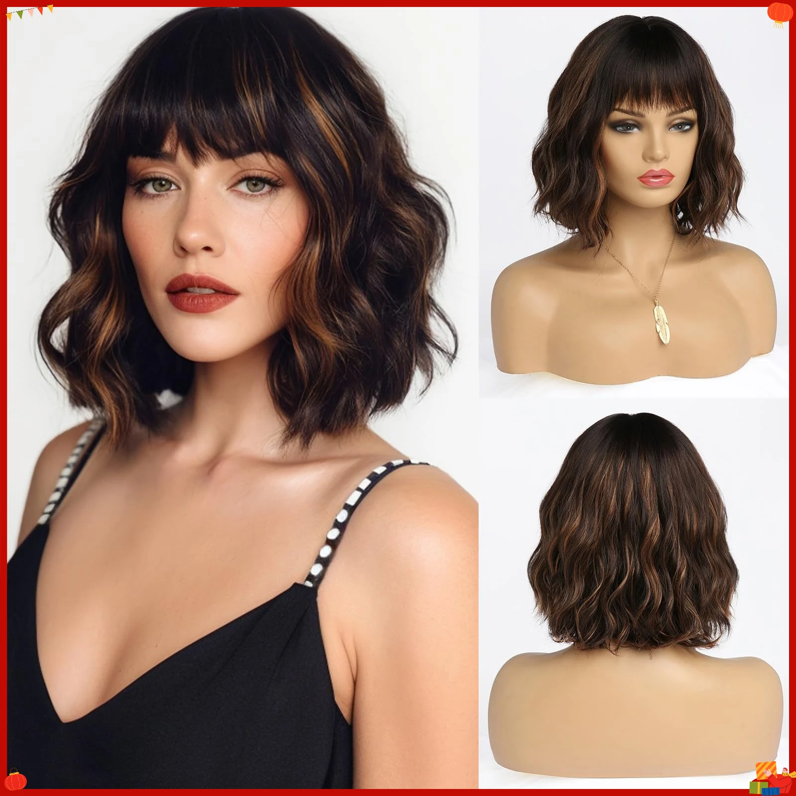 parrucca-sintetica-corta-a-onde-con-frangia-colori-misti-in-fibra-resistente-al-calore-per-cosplay-uso-quotidiano-e-feste-accessorio-per-capelli-da-donna