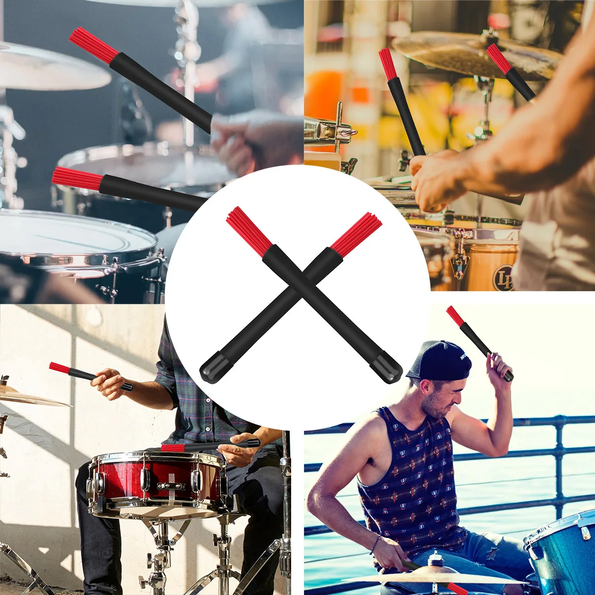 

For Red Nylon Tip Percussion Instrument Stick Drumstick For Jass Drumstick Skid-Proof Durable