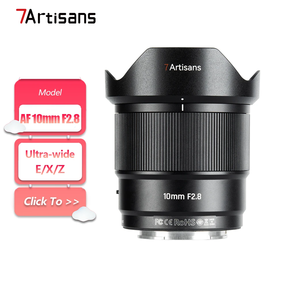7artisans AF 10mm F2.8 APS-C Frame Ultra Wide Angle Camera Lens for Humanity Photography with Sony E Fujifilm XF Nikon Z-mount