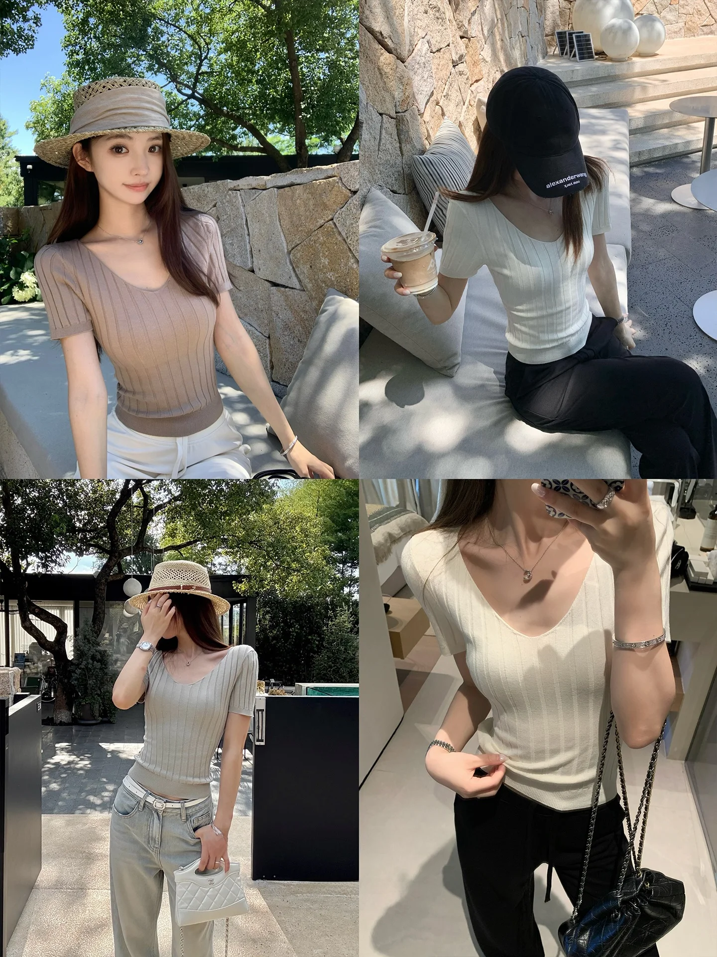 

Bla Bean Humming Light Трикотажная облегающая футболка с v-образным вырезом Женская летняя универсальная футболка с горизонтальной полоской ort Sve Top