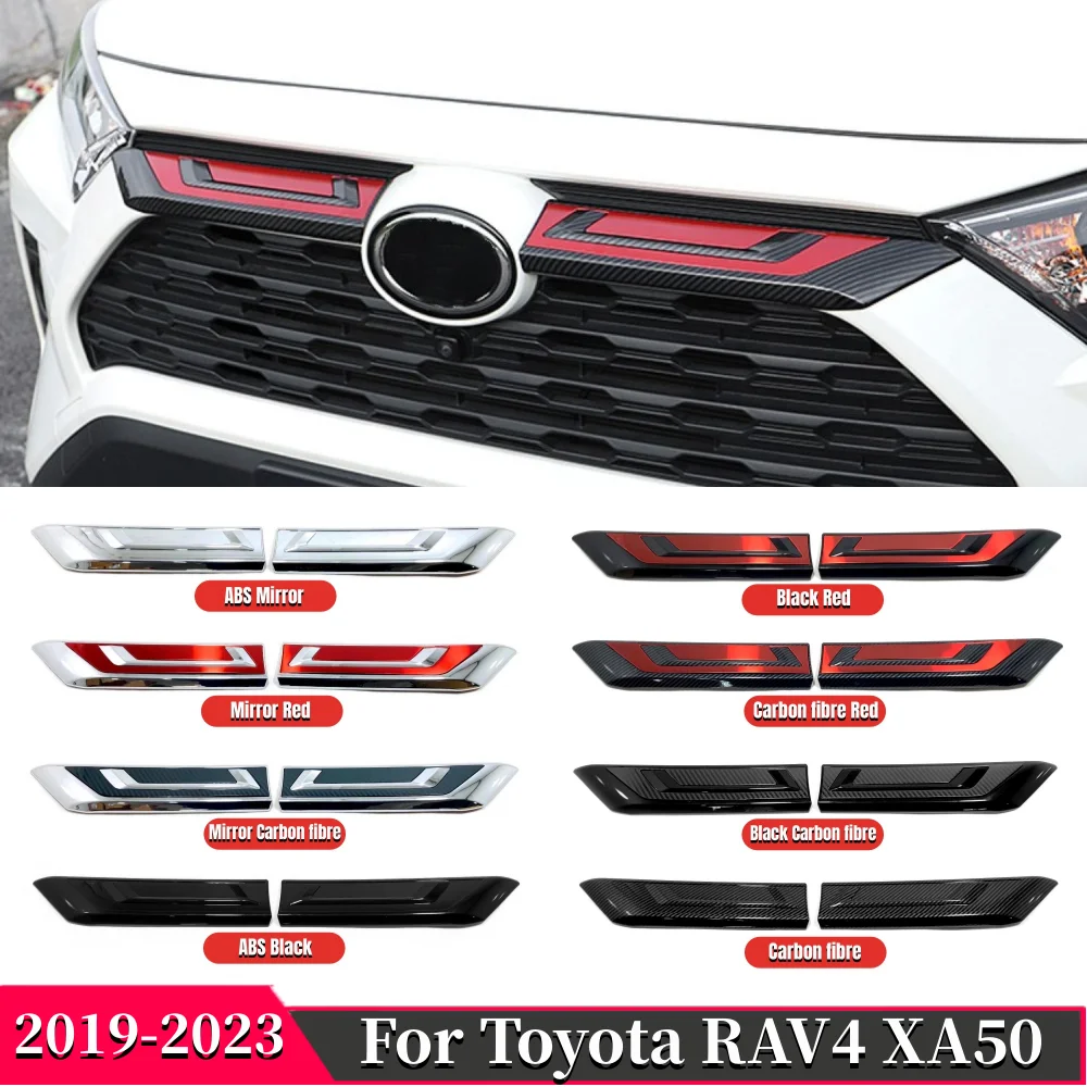 

For Toyota RAV4 RAV 4 2019-2023 XA50 Hybrid Car Front Bumper Grille Grills Strip Trims Cover Decoration Stickers Accessories