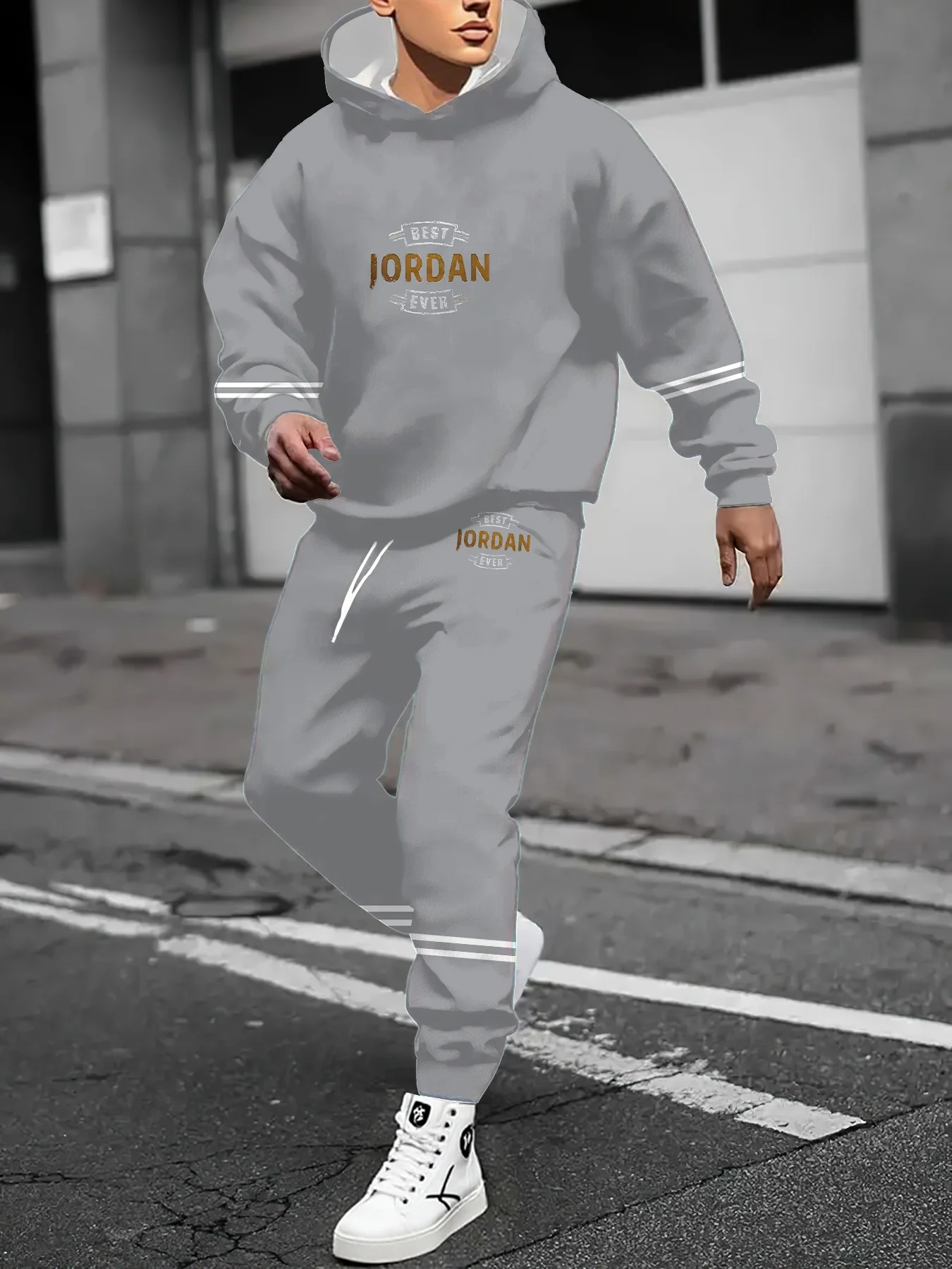 مجموعة هوديي للرجال للخريف والشتاء، مجموعة هوديي رياضية ترفيهية ثلاثية الأبعاد مطبوعة بحروف سريعة الجفاف وجيدة التهوية لارتداء مريح