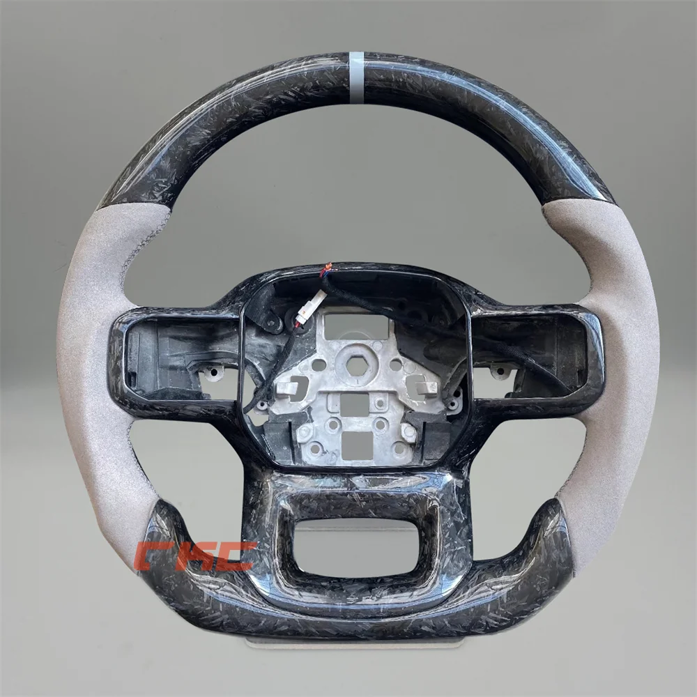 

Customized Forged Carbon Fiber white leather strip Steering Wheel for 2022 2023 2024 Ford F150