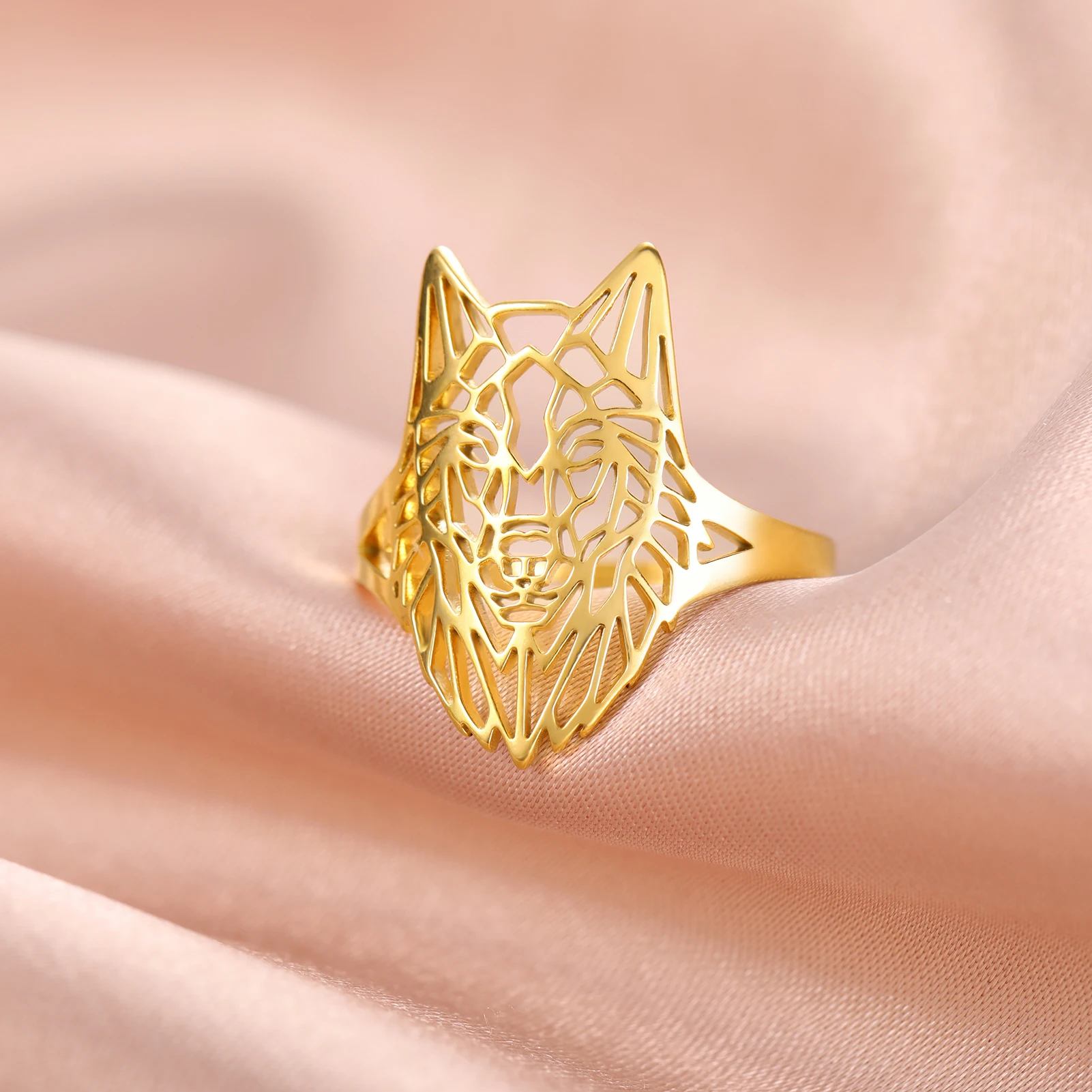 Sipuris Wolf Dieren Ringen Voor Mannen Roestvrij Staal Goud Kleur Hiphop Vintage Bohemen Ring Sieraden Jubileum Geschenken Groothandel