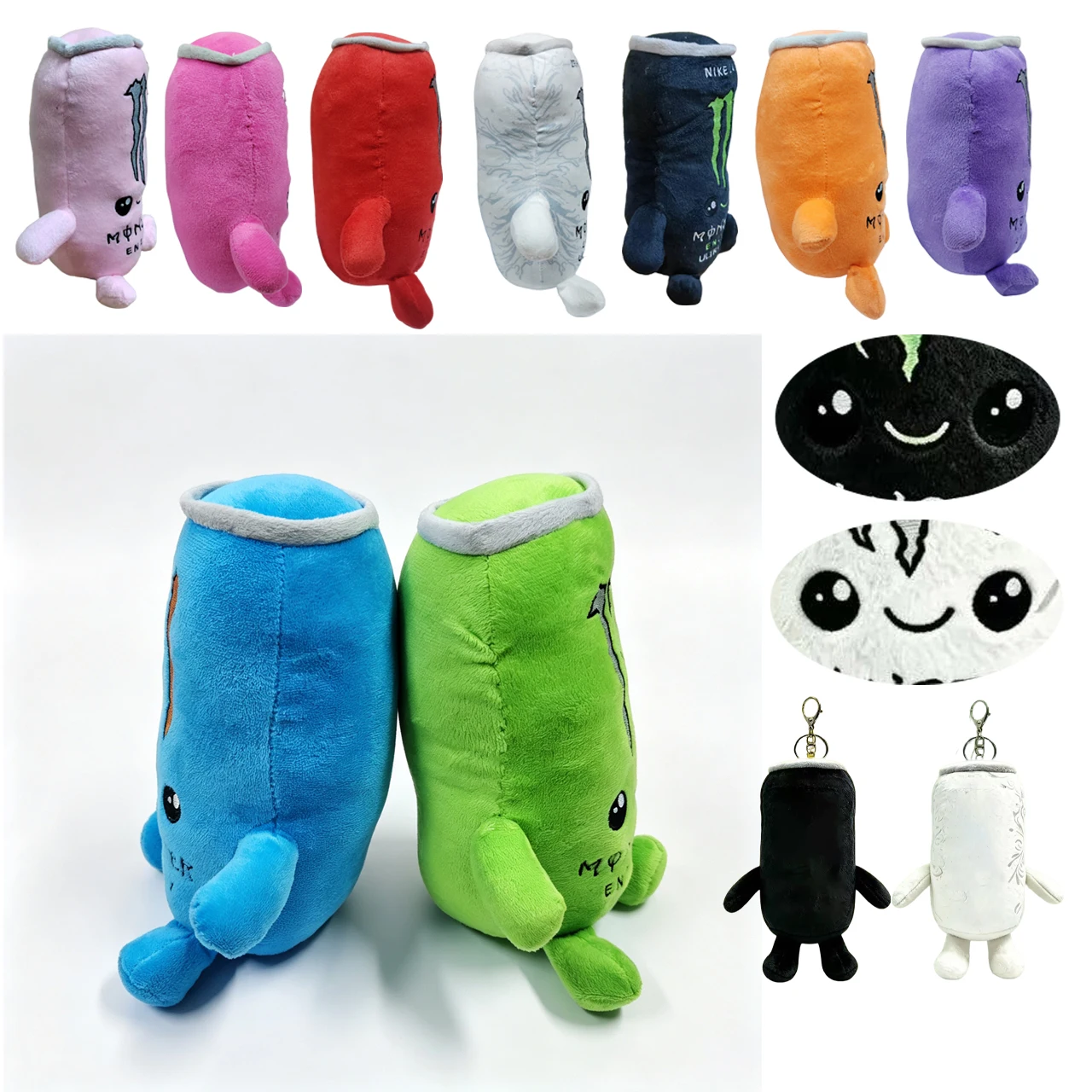 Simulation  Drink Can Shaped Plush Keychain Toy Zero Sugar Theme Soft Stuffed Doll Desktop Ornament  Gift For Fans Wholesale