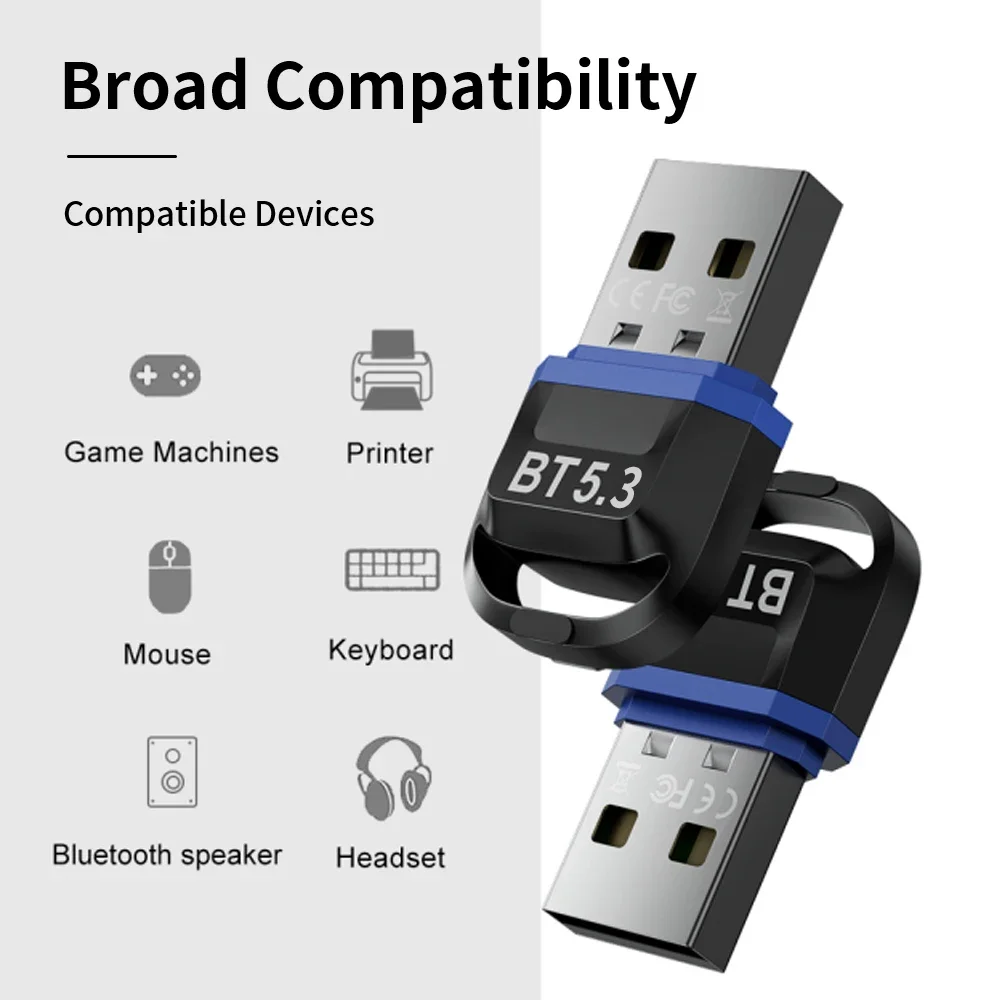 Bluetooth Adapter for Pc Usb Bluetooth 5.3 Dongle Bluetooth 5.0 5 0 Receiver for Speaker Mouse Keyboard Music Audio Transmitter