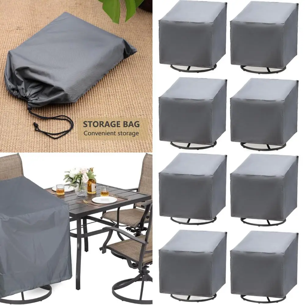 

Набор из 4 водонепроницаемых чехлов для уличных стульев для патио, сверхмощная всепогодная защита 600D для поворотных, плетеных и кресел-качалок, Gre
