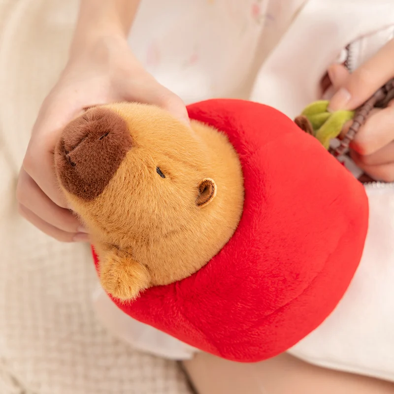 Mainan Anjing Kapibara Lucu dan Kreatif 16CM yang Dapat Dilepas Menjadi Buah Apel Kartun, Hadiah Ulang Tahun Natal