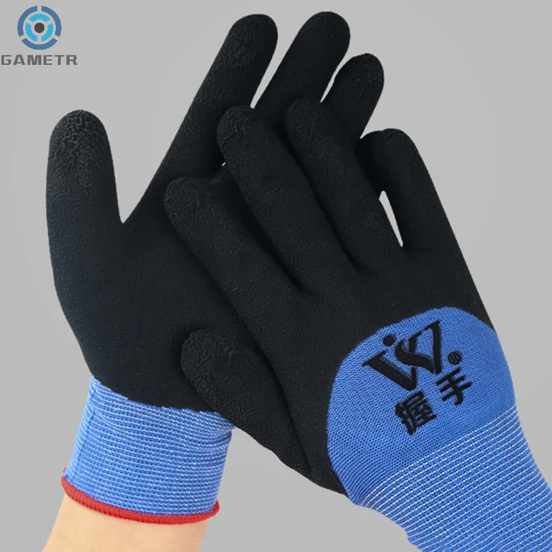 Guantes de nitrilo resistentes al desgaste, protectores de mano de obra, antideslizantes, cálidos, para jardinería y construcción, para invierno, 1 par