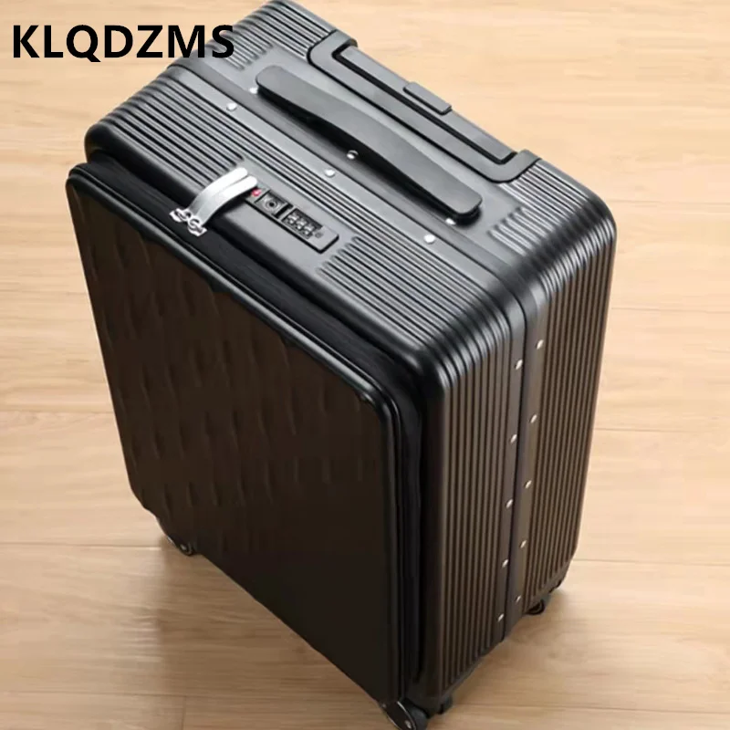 KLQDZMS Front Opening Luggage Female 24-Inch Trolley Case Thick And Durable Mute Lightweight Password 20" Boarding Case