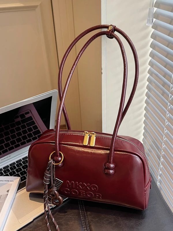 

Восстанавливаемая сумка для боулинга в стиле ретро, сумка на одно плечо с французской подушкой для хлеба, повседневная простая внутренняя часть из синтетической кожи