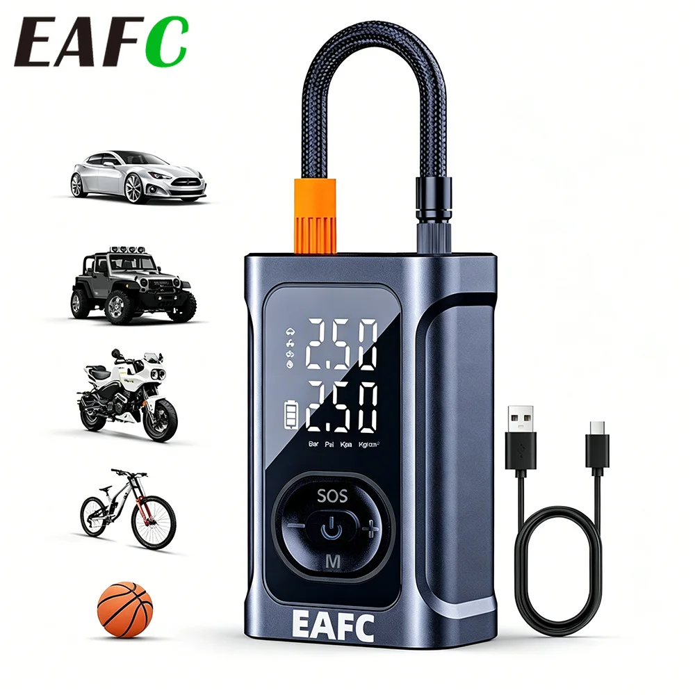 EAFC Upgrade 150PSI  Cordless Car Air Pump 150PSI Smart Digital Inflator Auto Stop Tire Pump for Car Motorcycle Ball Inflatable