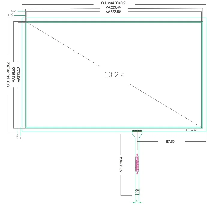 Imagem -02 - Fio de Polegadas para B101aw03 Resistive Painel de Tela de Toque Digitador Industrial 235*145 mm 10.