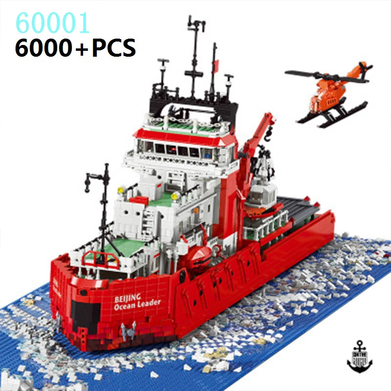 New Beijing Ocean Leader Icebreak 6000PCS Building Block Bricks Antarctic Research Ship Model Toys for Kids Christmas Gifts