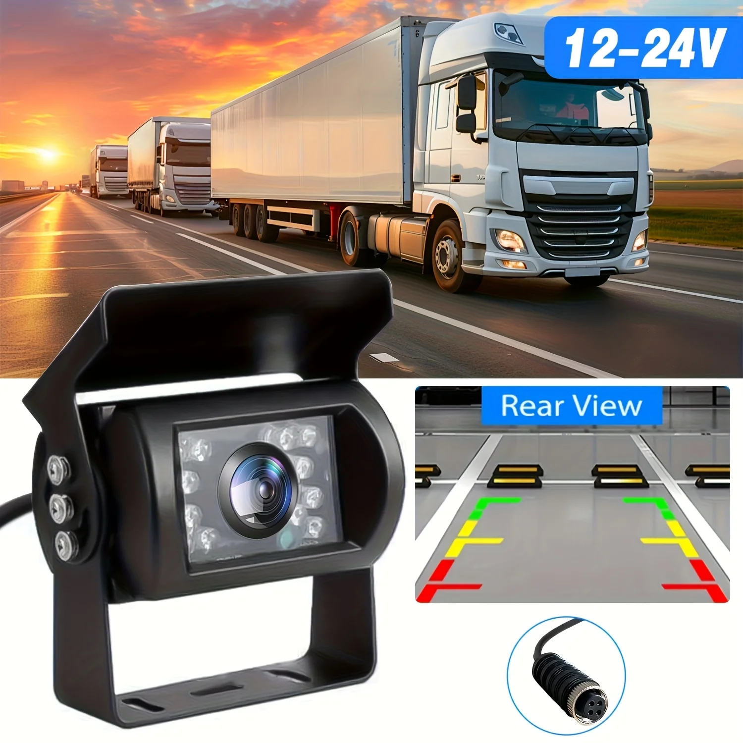 HD Backup Camera with 18-LED Night Vision,- Safe Driving Reversing Parking Solution for Pickup Trucks, RVs, Vans & Campers