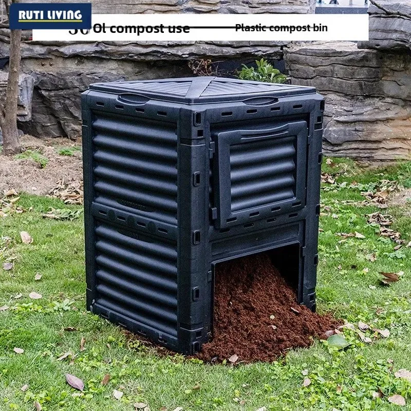 Courtyard Composting 300L Bin Garden Large Capacity Fermentation Tank Box Outdoor Tipping Bucket Barrel Anti Corrosion