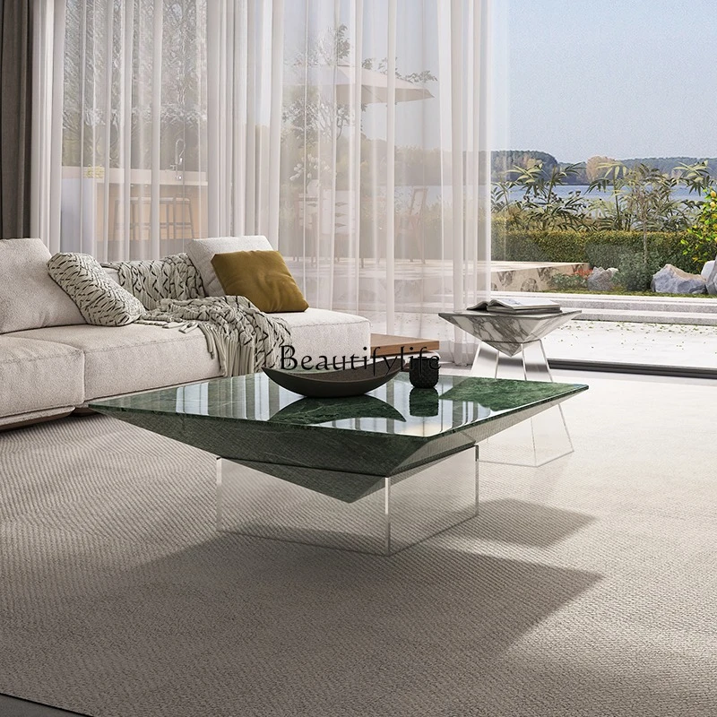 

03 Italian minimalist marble coffee table living room household small apartment