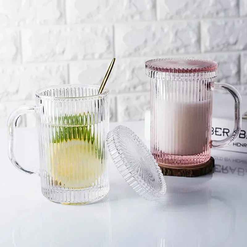 350ml Glass Cup with  Transparent Bubble Tea Cup Juice Glass Beer Coke Can Milk Mocha Cups Breakfast Mug Drinkware with Cover