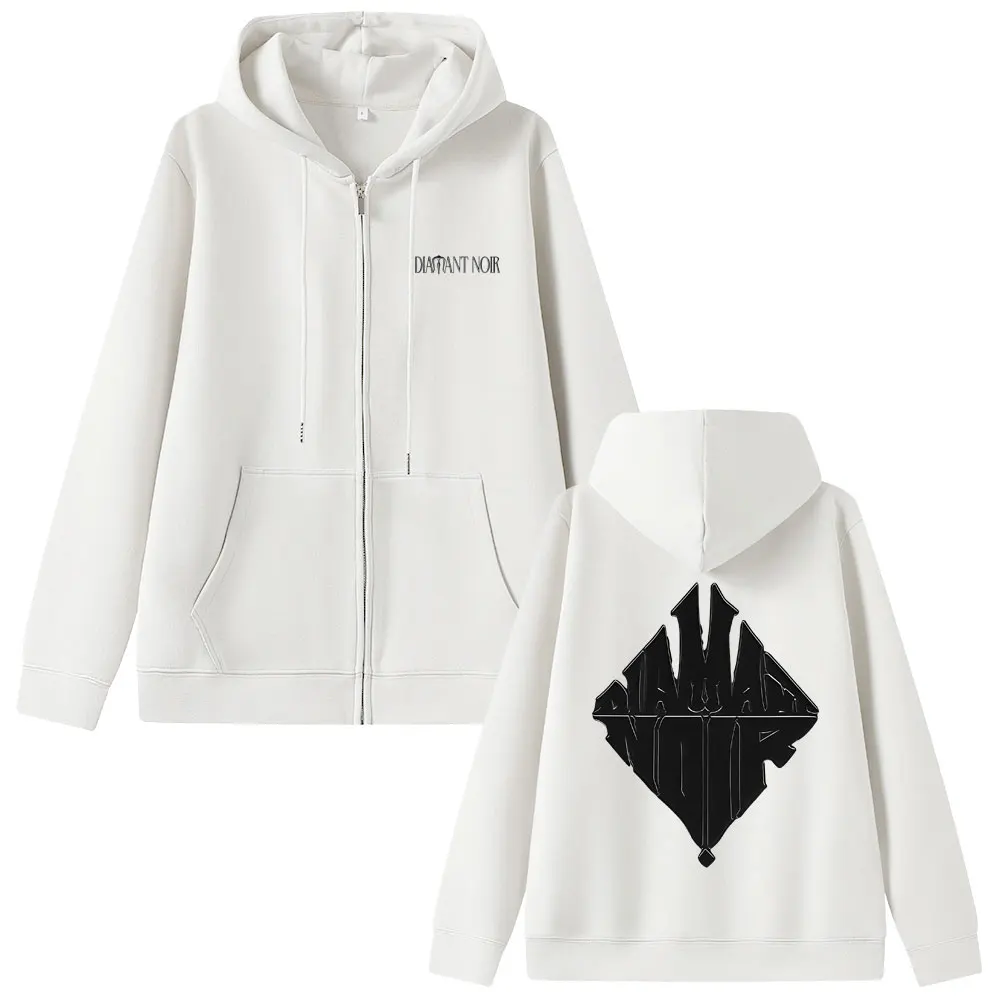 Rapper WeRenoi Diamant Noir Graphic Zipper Hoodie Men Women Hip Hop Fashion Pop Music Jacket Male Casual Vintage Zip Up Hoodies