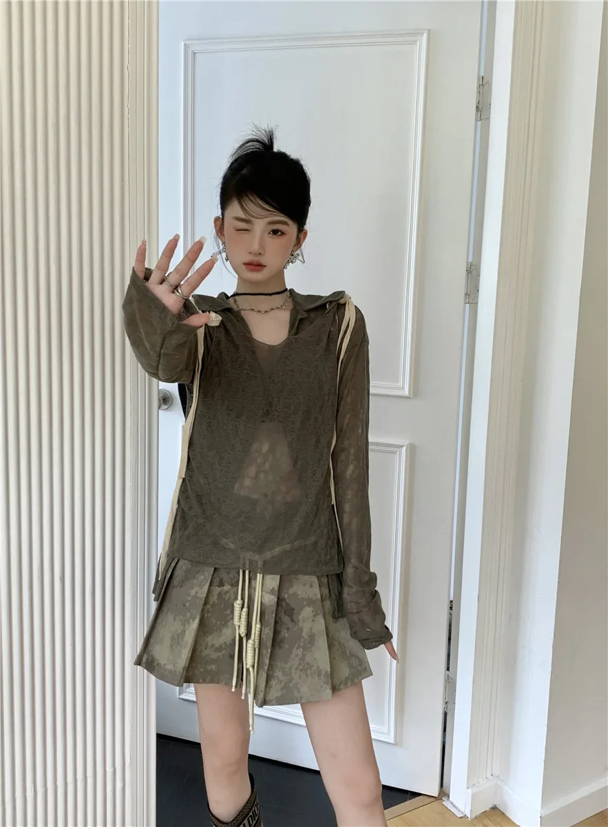 Girls Miniskirt Female Design Retro Girl Skirts Style 2024 Summer Party Sexy Trend New Woman Vintage Camouflage Mini Dress