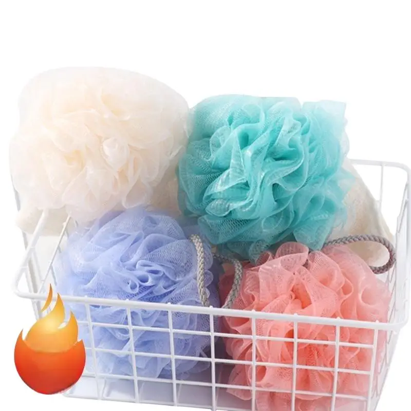 3Pcs Bath Balls Color Blocking PE Soft Scrubbing Bubble Net Random Color Bath Flower No Scattered Bath Balls