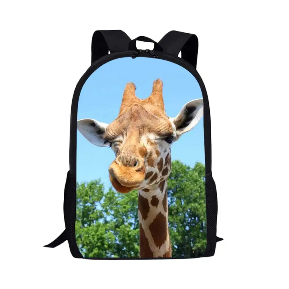 

Модный детский рюкзак для мальчиков и девочек, вместительные школьные ранцы для учеников с милым жирафом и 3D рисунком, для подростков