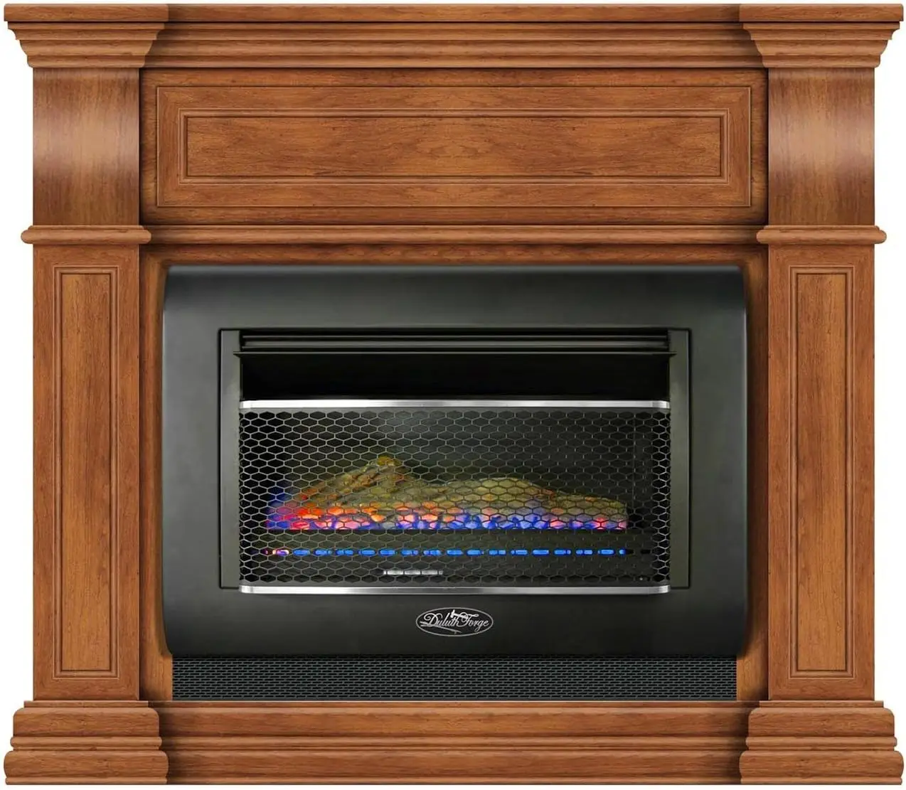 Dual Fuel Ventless Gas Fireplace System with Mantle, Thermostat Control, 1 Fire Logs,  26000 BTU, Heats up to 1400 Sq. Ft., USA