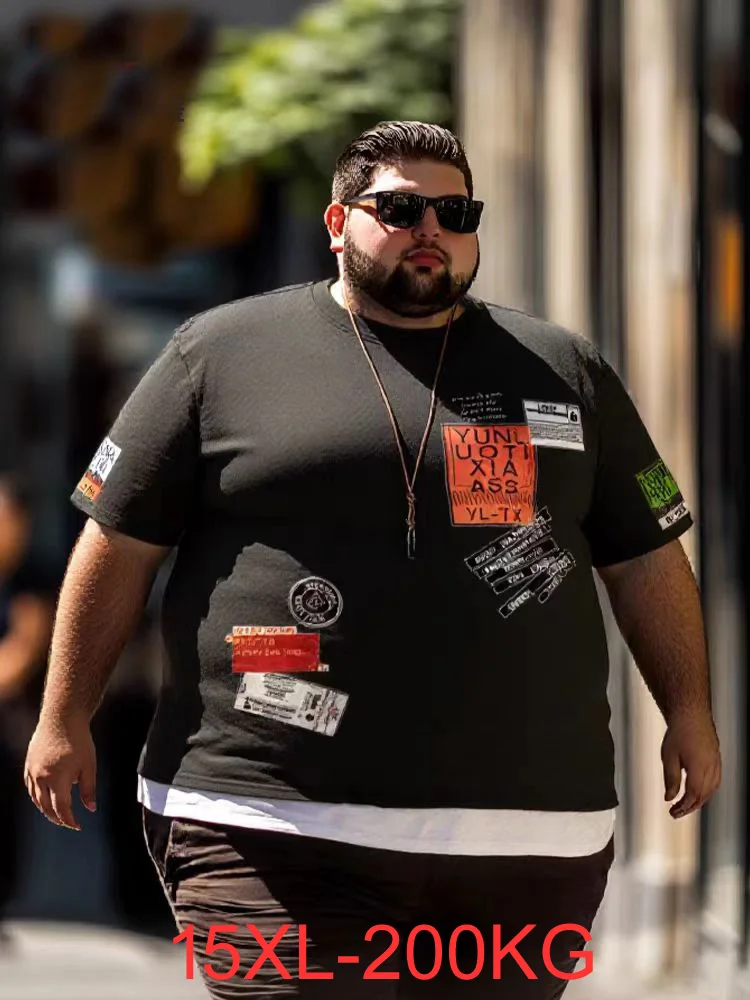 

14XL 15XL 11XL big size t-shirts new extra large size men's casual loose round neck short-sleeved letter t shirts 200kg
