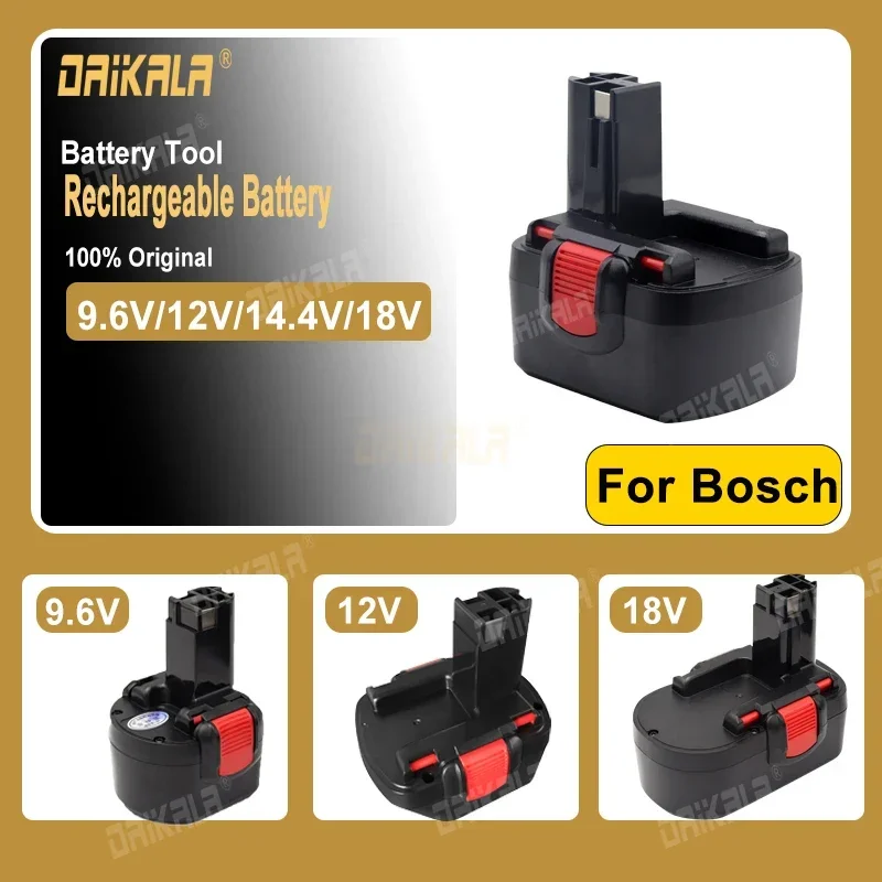 9.6V/12V/14.4V/18V 4.8/6.8Ah Battery Rechargeable Batteries for Bosch Hand Drill GSR Remplacement Battery Power Tool Battery