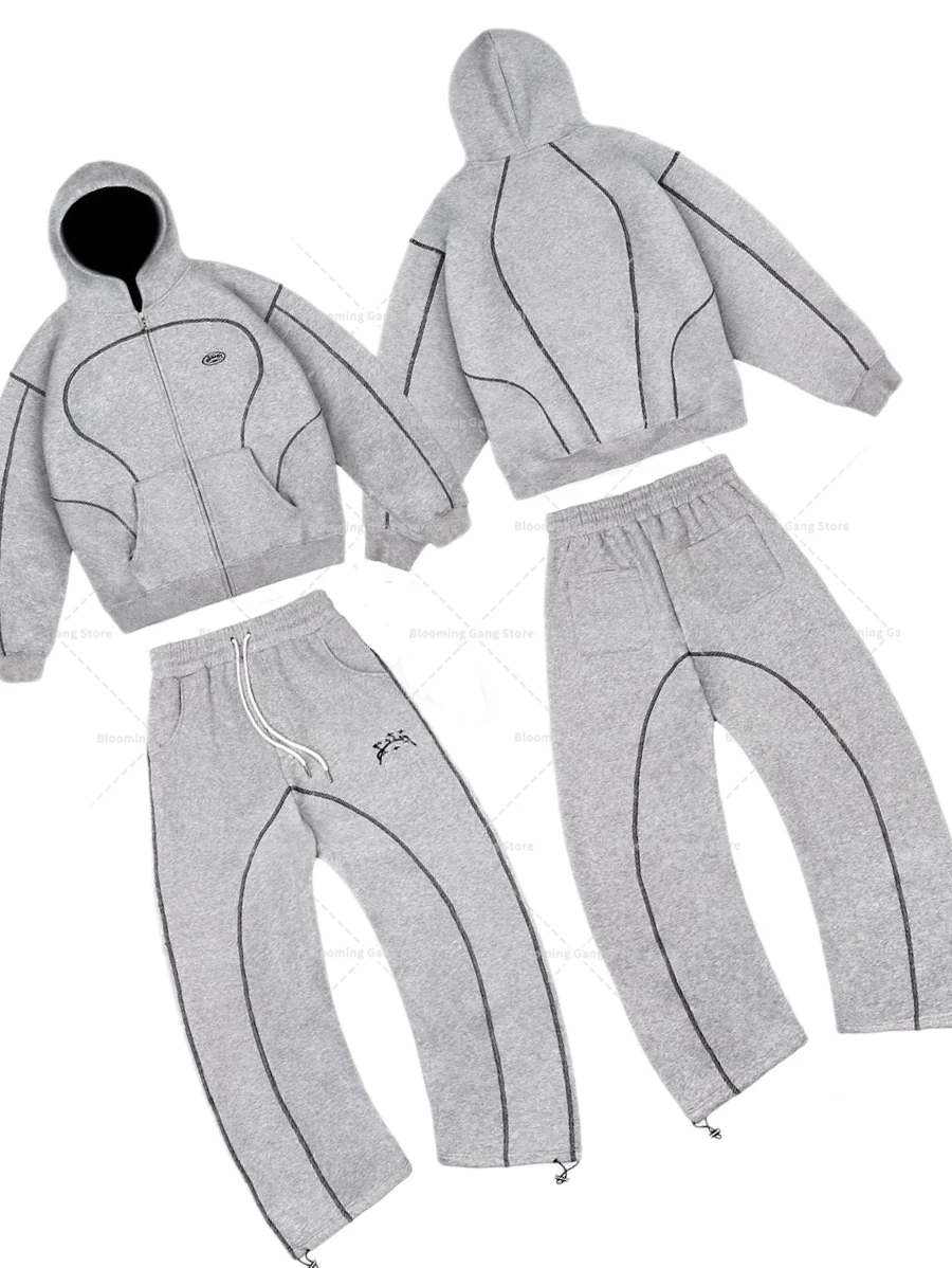 

New Retro Personalized Design Logo Pattern Set Man Clothes Hoodies Streetwear Gothic Y2k Couple Harajuku Sweatshirts Sweatpants