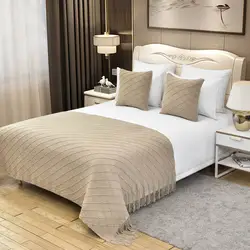 1 Piece Bedspreads Solid Color Tassel Bed Runners Scarves Modern Bed Throws for Foot of Bed Queen King Size Home Decoration