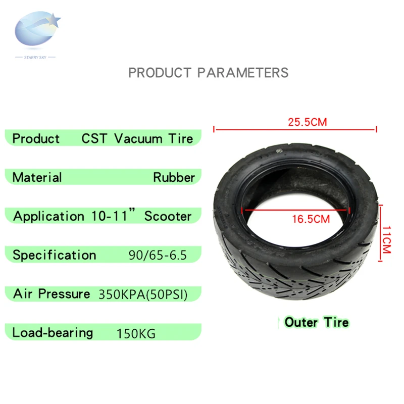 Cst 11 inch 90/65-6.5 tubeless tyre Electric scooter refitted 11