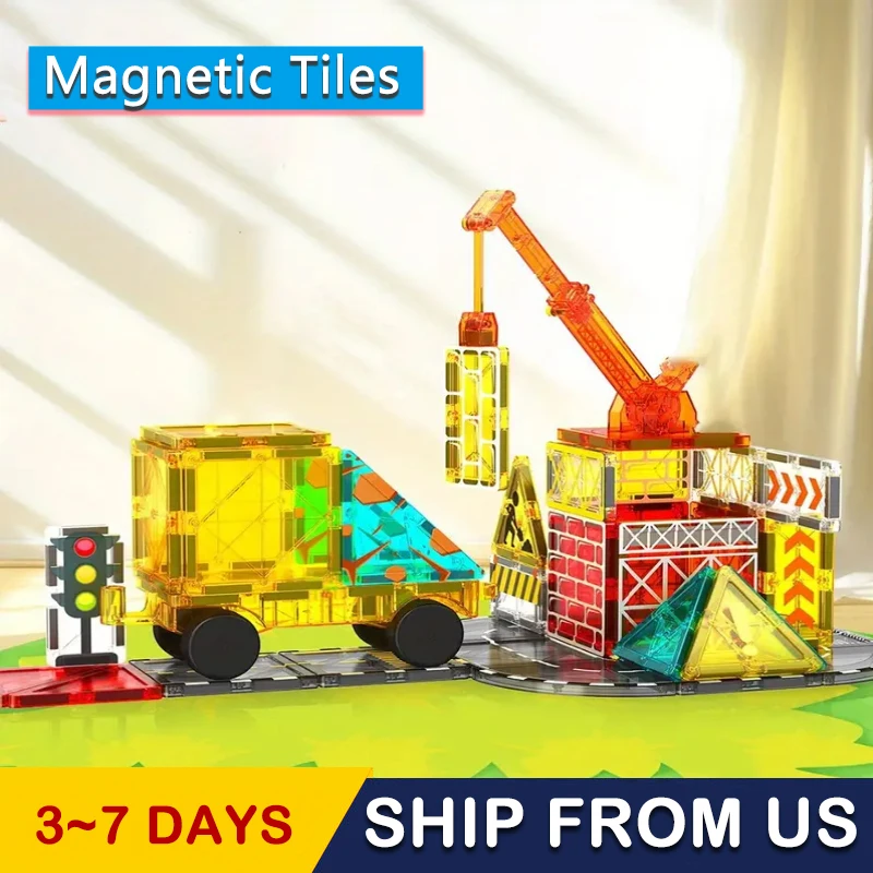 

Magnetic Tiles City Steam Boys Magnet Building Blocks Jurassic Construction Toys Birthday Kids Gifts kids boys children Toddlers