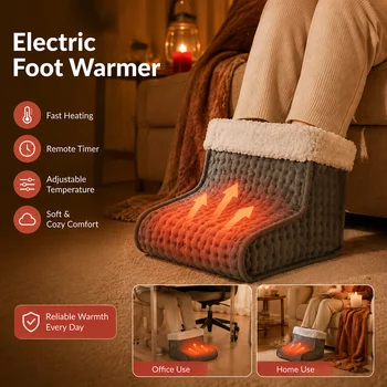 Foot Warmer Winter Electric Foot Heating Pad US/EU Warmers Soft Washable Adjustable…