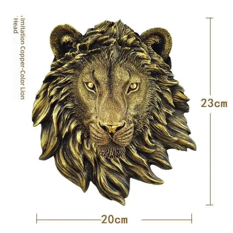 for American Home Imitation Copper Color Animal Head Wall Pendant Villa Wall Decoration